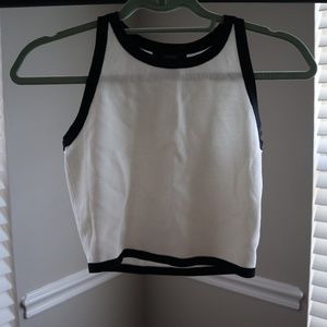 White and Black Crop Top